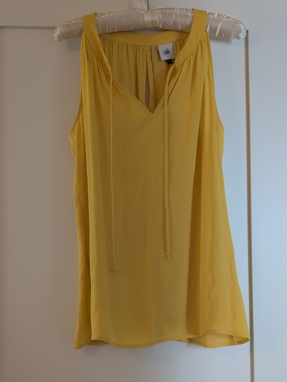 CAbi Yellow Tie-Front Sleeveless Blouse